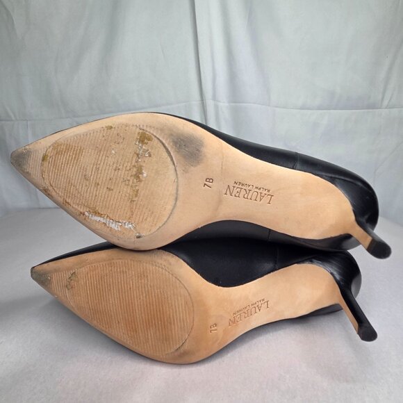 Lauren Ralph Lauren Women's Leannah Black Nappa Leather Boots - Picture 5 of 7